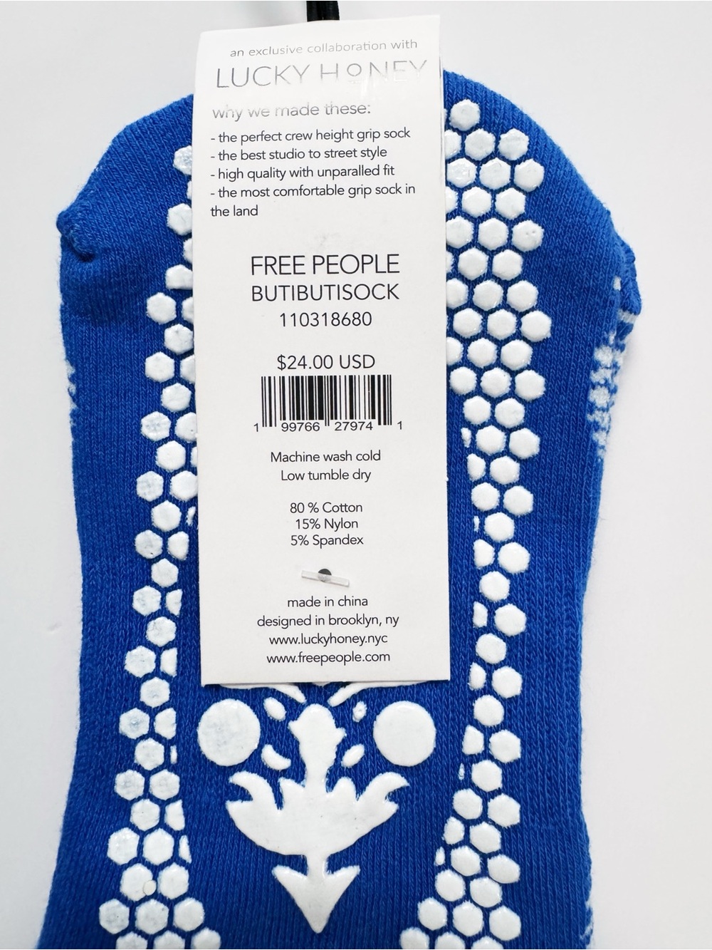 Free People x Lucky Honey Buti Buti Pilates Grip Socks – Blue | NWT - Picture 3 of 6